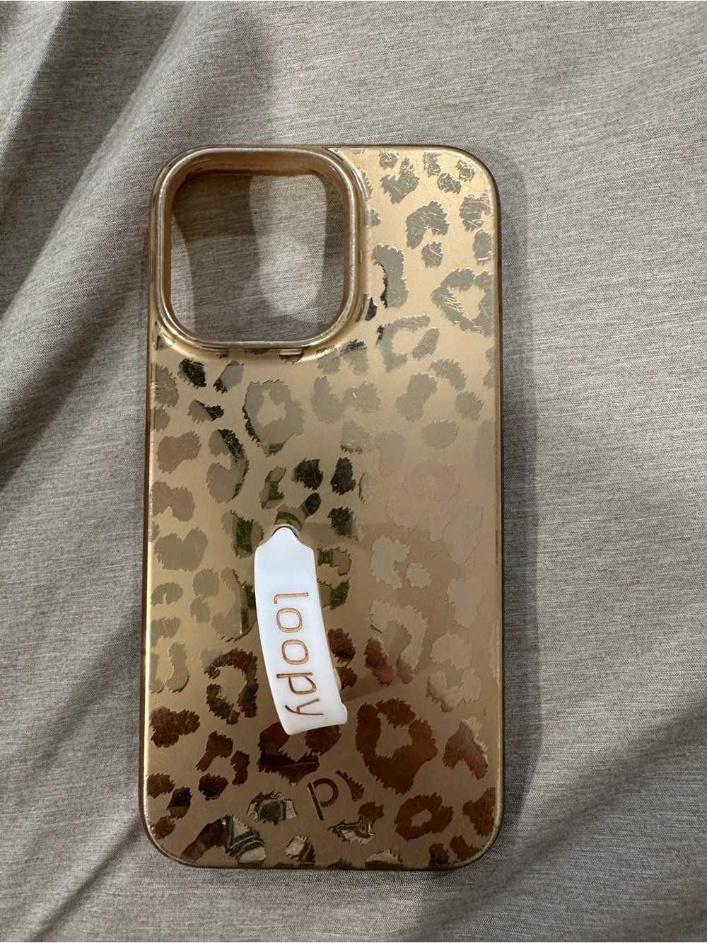 Loopy Case Gold Leopard Print Phone Case with Integrated Loop iPhone 14 Pro Max